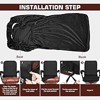 Vista 6 de NeColorLife Funda de terciopelo para silla de oficina con fundas para reposabrazos, funda elástica para silla de computadora de escritorio