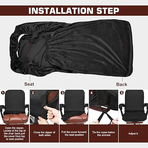 Miniatura 6 de NeColorLife Funda de terciopelo para silla de oficina con fundas para reposabrazos, funda elástica para silla de computadora de escritorio con