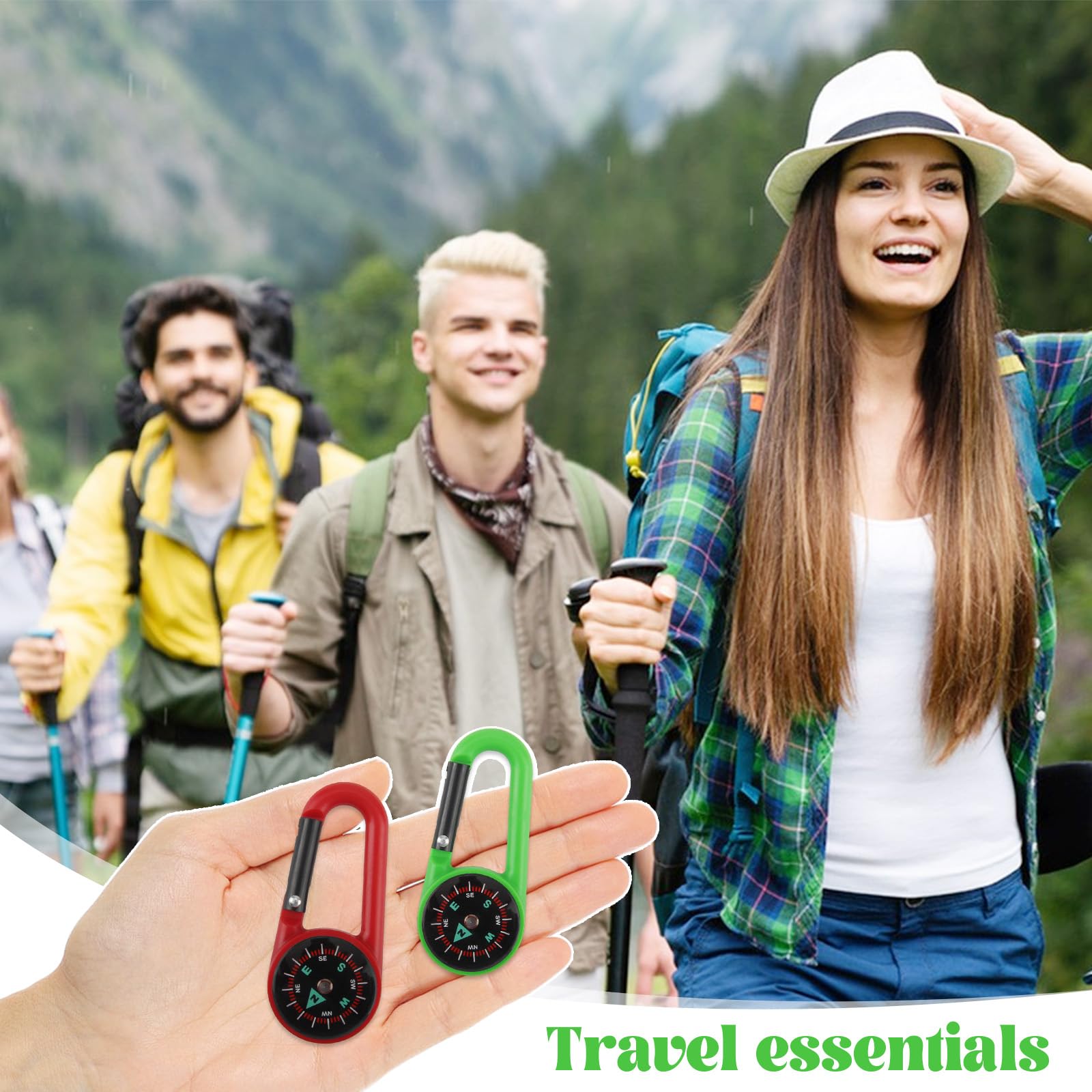 20 Pezzi Bussola Portachiavi, Moschettone Bussola Bambini, Direzione Magnetica, Mini Bussole da Campeggio, Colorata Bussole Navigazione per Mappe, Navigazione, Orienteering, Sopravvivenza, Backpacking