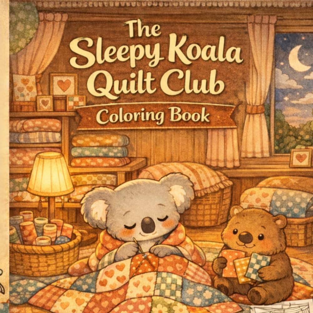 The Sleepy Koala Quilt Club Coloring Book: A Cute & Cozy Patchwork Coloring Escape for Relaxed Adults