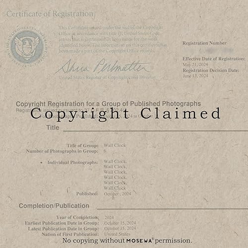 Miniatura 8 de Mosewa Reloj de pared de 10 pulgadas, funciona con pilas, silencioso, sin tictac, moderno, analógico, decorativo, para cocina, dormitorio, oficina,