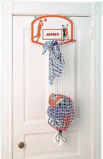 Etna Over the Door Basketball Laundry Hamper -Space Saving Hanging Laundry Hamper with Metal Ring, Backboard, Drawstring Bag-Fun Laundry Hamper to use in Kids Room, Dorm Rooms, Dunk Away Dirty Laundry