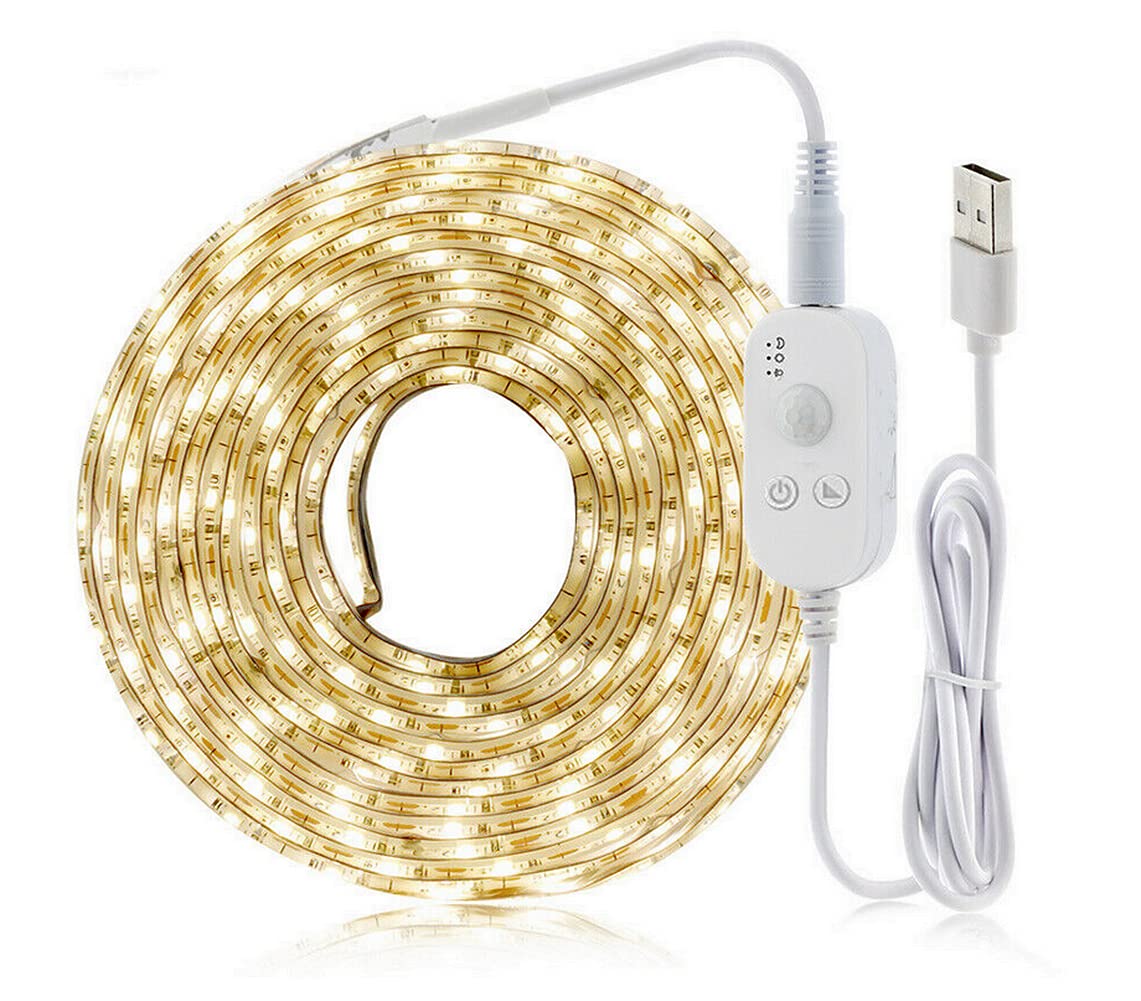Ausuky Warm White Usb Pir Motion Sensor Led Light Strip Cabinet Kitchen Closet Lamp Bulbs Dc 5V (,3M)