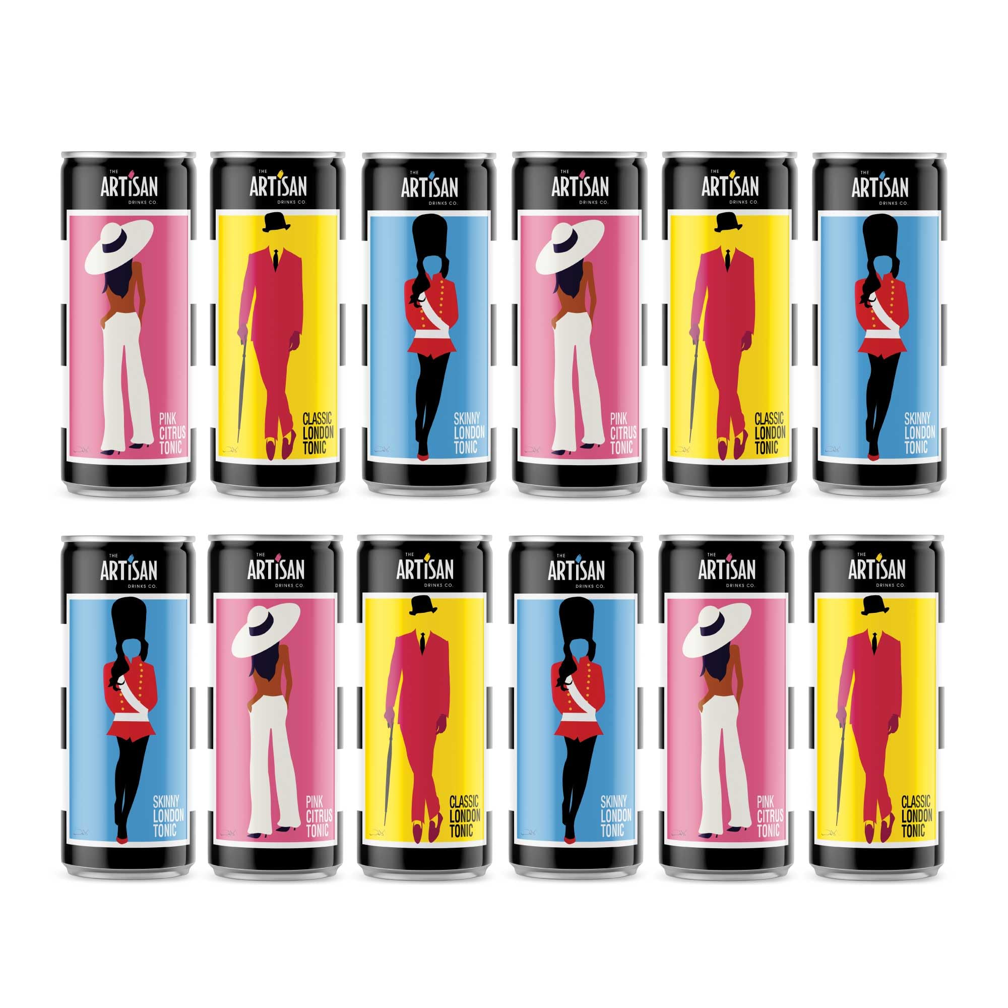 The Artisan Drinks Company Tonic Water Mixed Case - 200mlx12 Cans - Natural Ingredients - Tonic Water for Gin - Ideal Gin Mixer for Premium Spirits