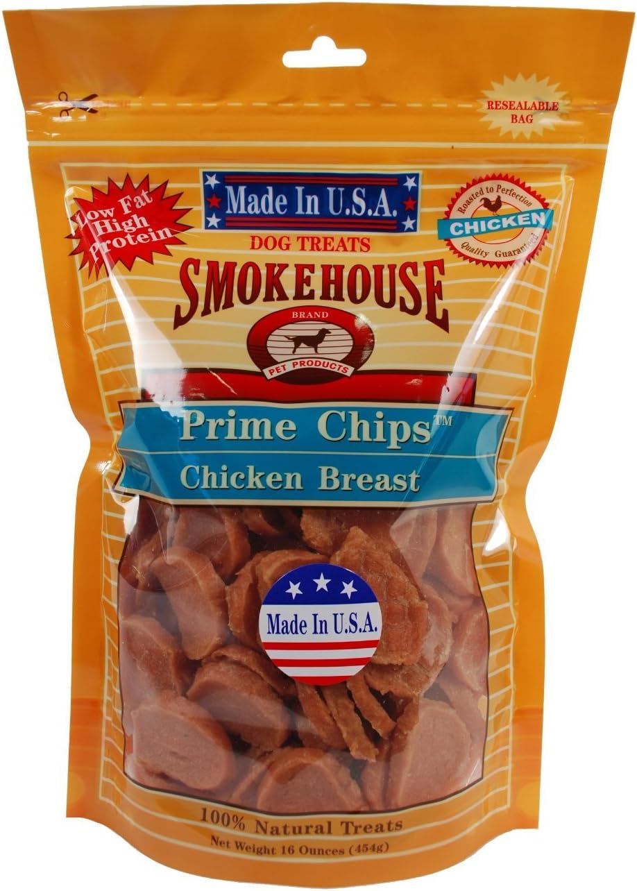 Smokehouse 100-Percent Natural Prime Chips Chicken Dog Treats, 16-Ounce