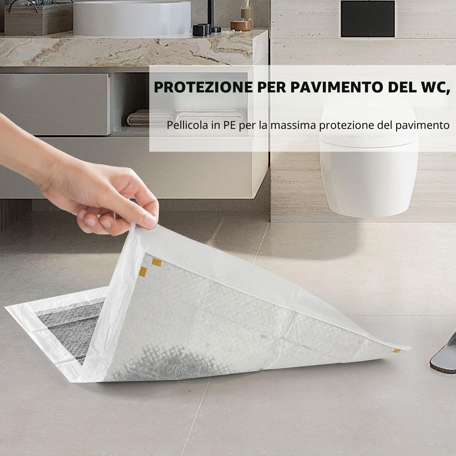 YumSur 25 tappetini igienici usa e getta, protezione per il pavimento del WC, a forma di U, impermeabili, antiscivolo, tappetini da bagno usa e getta per WC (tappetini color carbone)