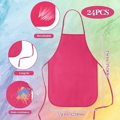 Vista 33 de KUUQA Paquete de 16/24/30/36/40 delantales de arte para niños a granel delantales de pintura para aula, suministros de fiesta Colores mixtos