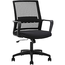 Office Chair Ergonomic Desk Chair Mid-Back Mesh Computer Chair Lumbar Support Comfortable Executive Adjustable Rolling Swivel Task Chair with Armrests,Black