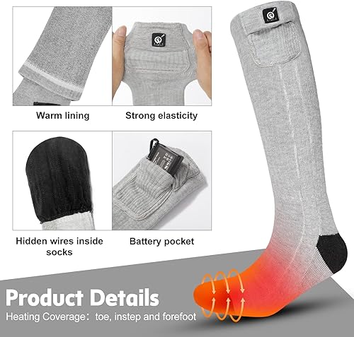 Miniatura 3 de Calcetines térmicos para hombres y mujeres, con batería eléctrica, recargables, 7.4 V, 2200 mAh, hasta 6.5 horas, para esquí al aire libre,