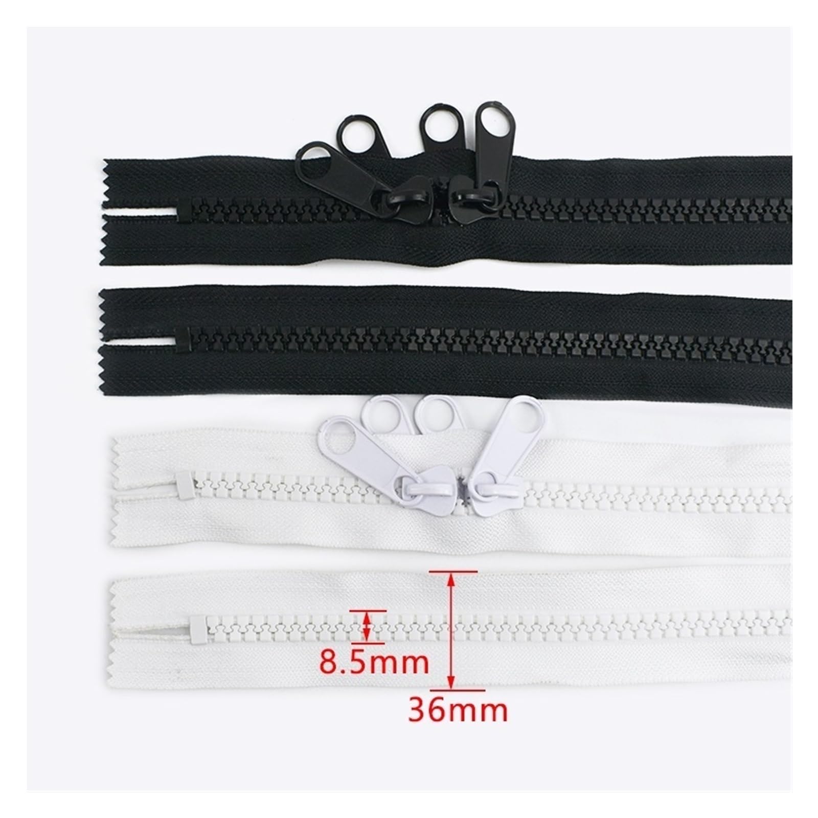 Cremalleras de nylon， Cremalleras for coser,Cremallera de metal,Cremallera deslizante bidireccional Cremallera de 1 pieza for coser Cremalleras bidireccionales de 100-600 cm(Black,600cm(6Meters))