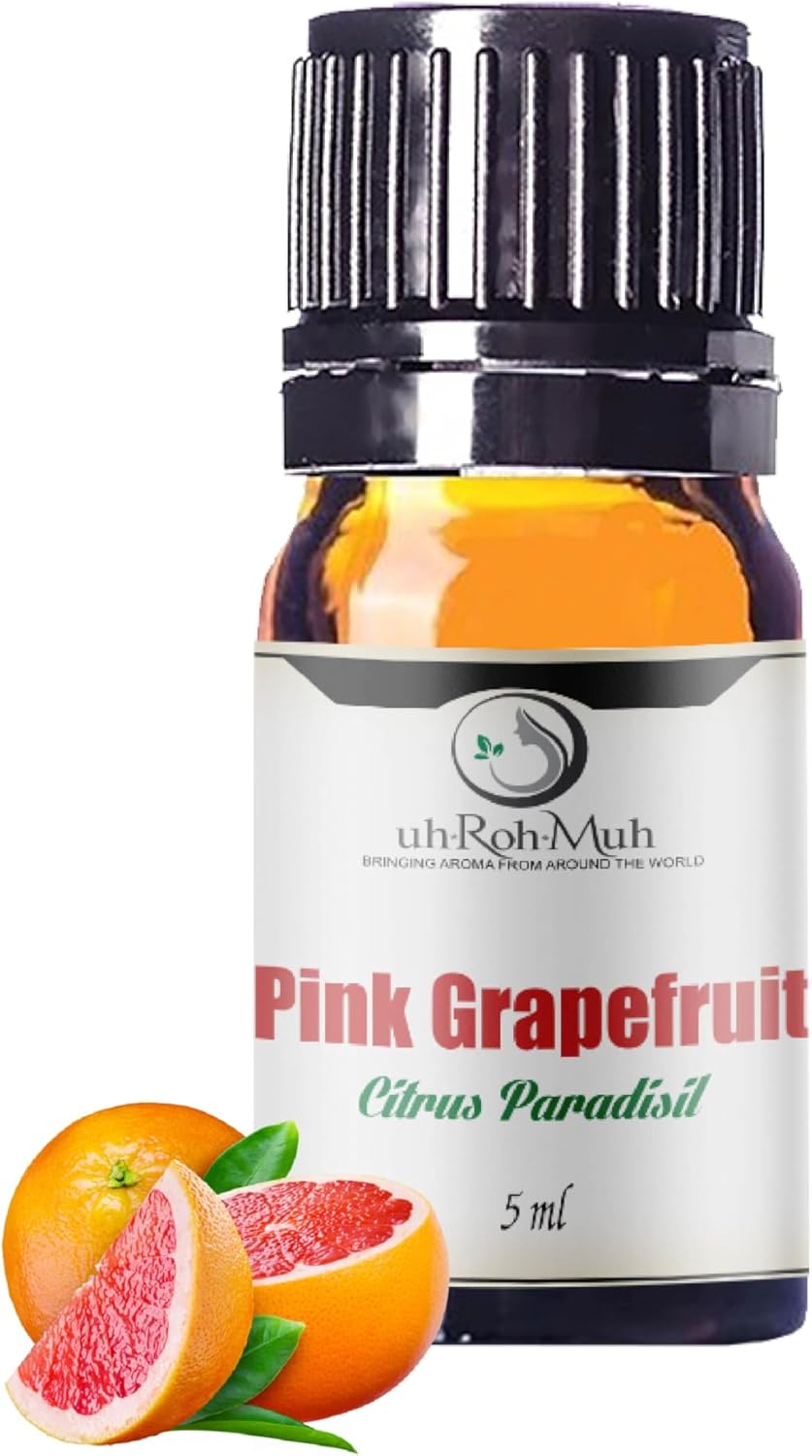 Pink Grapefruit Essential Oil Cold Pressed Citrus Paradisi Peel Oil Fresh Citrus Aroma Top Note Essential Oil for Aromatherapy Diffuser Skincare Haircare and Natural DIY Cosmetic Blends - 5 ml