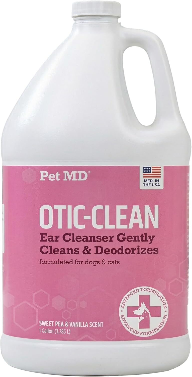 Pet MD Otic-Clean Dog Ear Cleaner - Veterinarian-Formulated Otic Ear Solution for Dogs & Cats - Pet Ear Cleaner for Itch, Odor, & Wax Buildup - Deodorizing Cat Ear Cleaner Solution - 1 Gallon