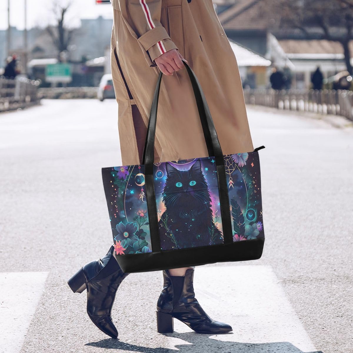 ALAZA Cat Laptop Tote Bag, Woman 15.6 inch Laptop Organizer Bag Teacher Work Purse