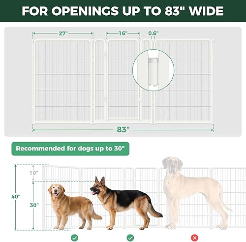 Miniatura 57 de FXW Puerta para perros extra ancha diseñada para uso en interiores, ancho ajustable de hasta 165 pulgadas de ancho (40 pulgadas de alto, 6 paneles