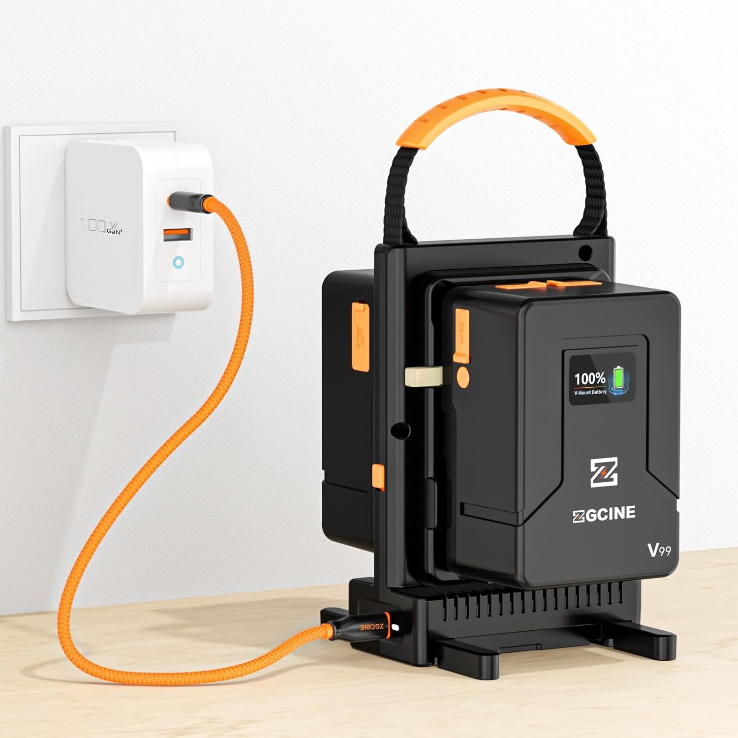 ZGCINE VM-C2 Charger Kit for V-Mount V Lock Battery, with USB-C PD100W Power Supply, Also Compatible with Smallrig Neewer Fxlion Core All V-Mount Battery Charging
