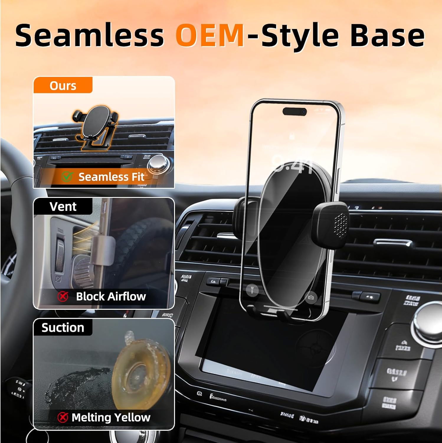 Phone Mount for Toyota 4Runner (2010–2024 5th Gen), 360° Adjustable Dashboard Phone Holder, Hands-Free Car Smartphone Mount for iPhone, Google & Android, Toyota 4Runner Interior Accessories, Black