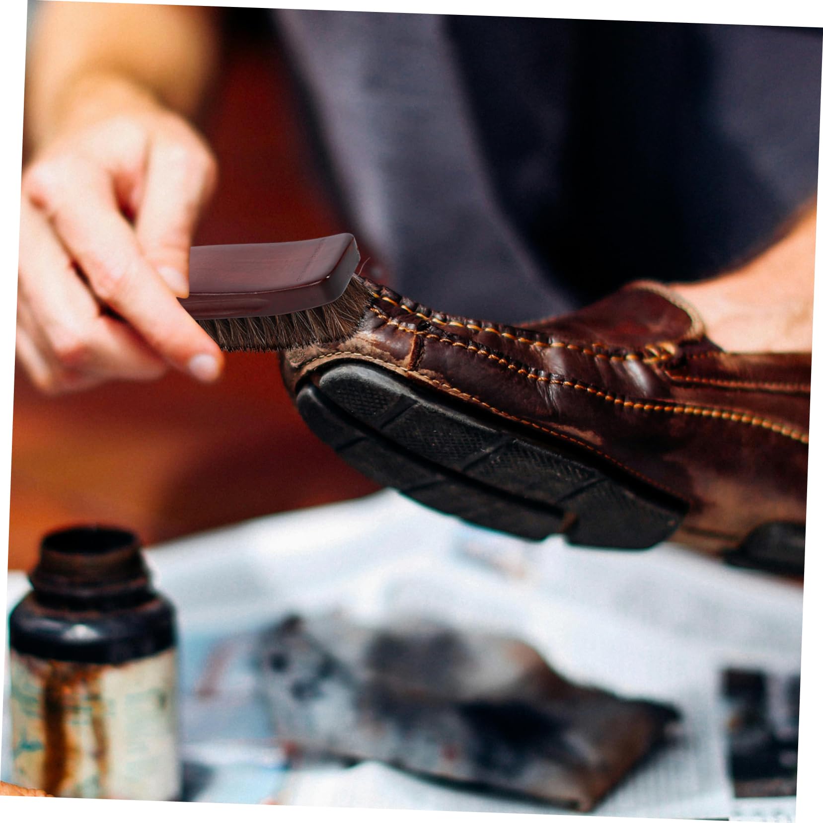 BESPORTBLE 5 Pezzi Spazzola Per Scarpe in Legno Spazzola Da Scarpe Stivali Setola Macchia Spazzola Per Lucidare Le Scarpe Sulle Scarpe Strofinare Piccolo Pulito Scarpa Pulita Marrone Di Legno