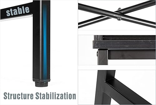 Miniatura 8 de JJS Escritorio de 48 pies con cajones, contemporáneo para oficina en casa, gran estación de trabajo para computadora portátil con almacenamiento,