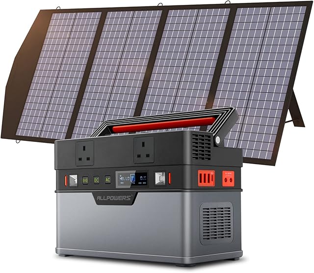 ALLPOWERS Portable Power Station 606Wh / 164000mAh / 700W Solar Generator with 1x 140W Foldable Solar Panel Emergency Power Supply Battery Pack Portable Generator for Outdoor Camping Fishing RV