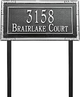 Address Sign Lawn Mounted - Custom House Number Plaque Sign with 2 Metal Stakes,House Address Numbers for Outside House,Yard,Garden,Grass,Ground,Drive Way,Lawn,4 Colors, 12''x 6''