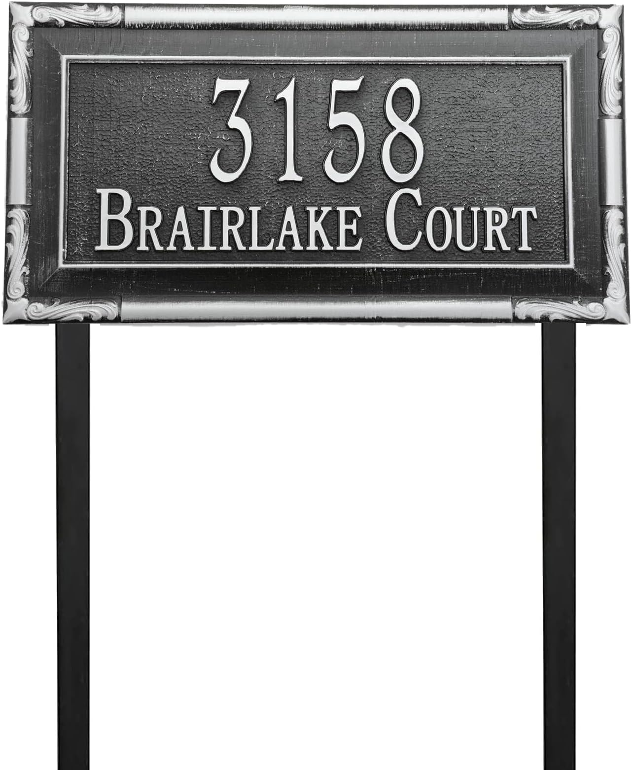 Address Sign Lawn Mounted - Custom House Number Plaque Sign with 2 Metal Stakes,House Address Numbers for Outside House,Yard,Garden,Grass,Ground,Drive Way,Lawn,4 Colors, 12''x 6''