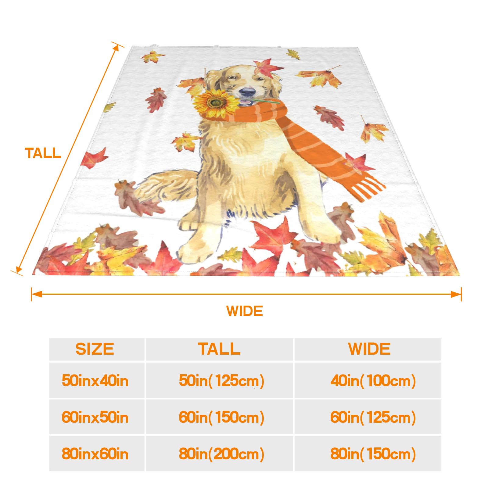 JOOCAR Golden Retriever Throw Blanket Autumn Happy Dog Fall Leaf Blanket Cozy Soft Lightweight Flannel Plush Blankets for Bed Couch Living Room Sofa Chair,60x80 Inch - Image 4