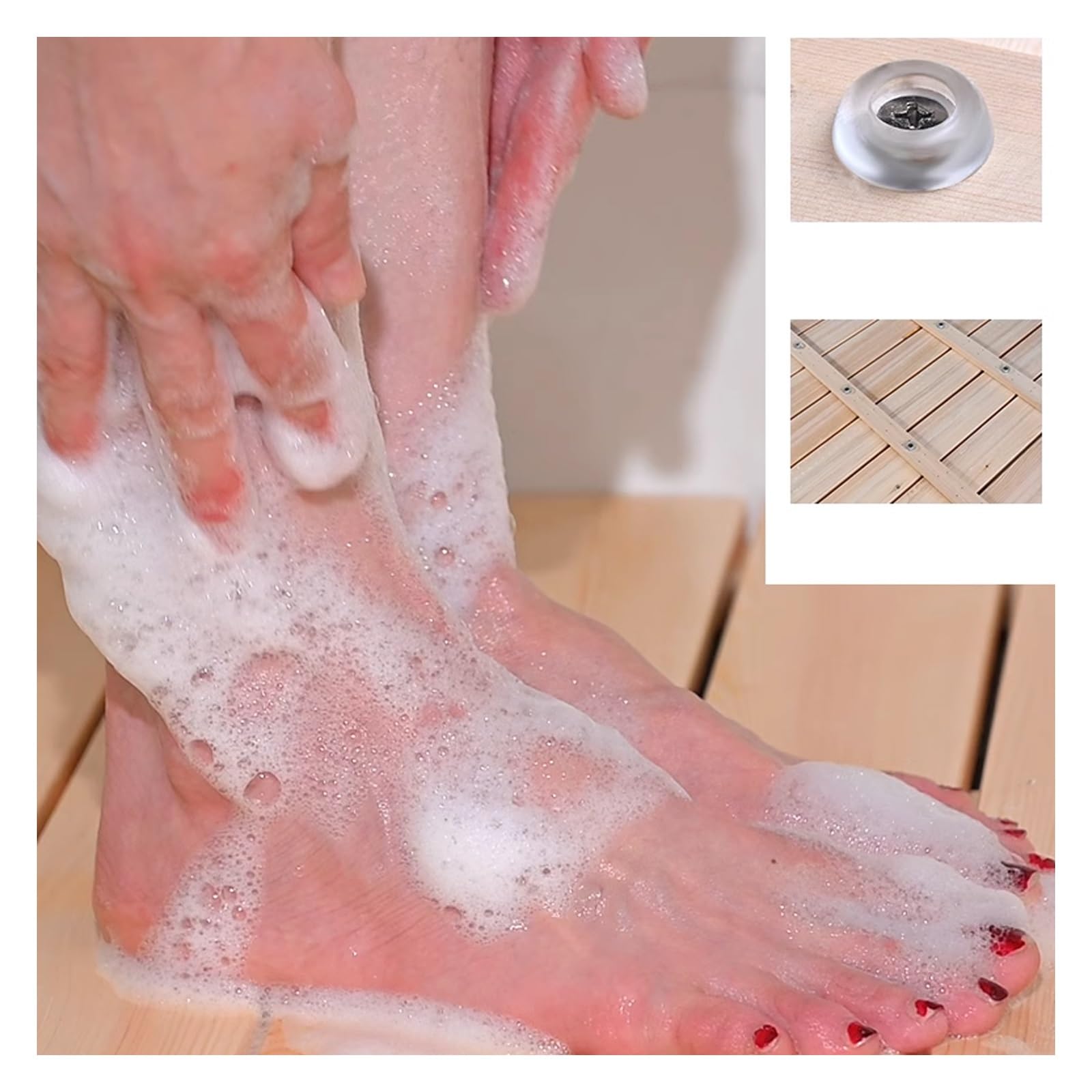 Tapis de bain en bambou rectangulaire 80 x 95 cm pour douche