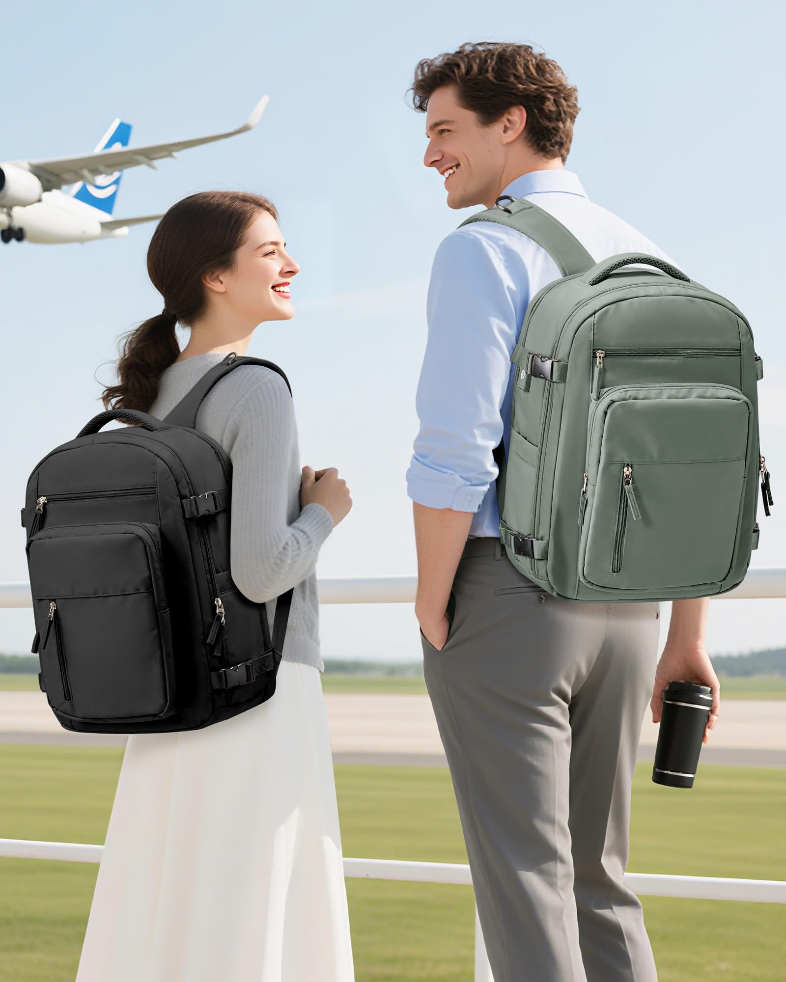 SZLX Zaino Ryanair 40x30x20 Sottovuoto Zaino da Viaggio 40x20x25 Bagaglio a Mano 40x30x20 Wizzair Donna Uomo Borsa da Cabina per Easyjet 45x36x20 Adatto a Laptop da 14 Pollici Impermeabile per Lavoro