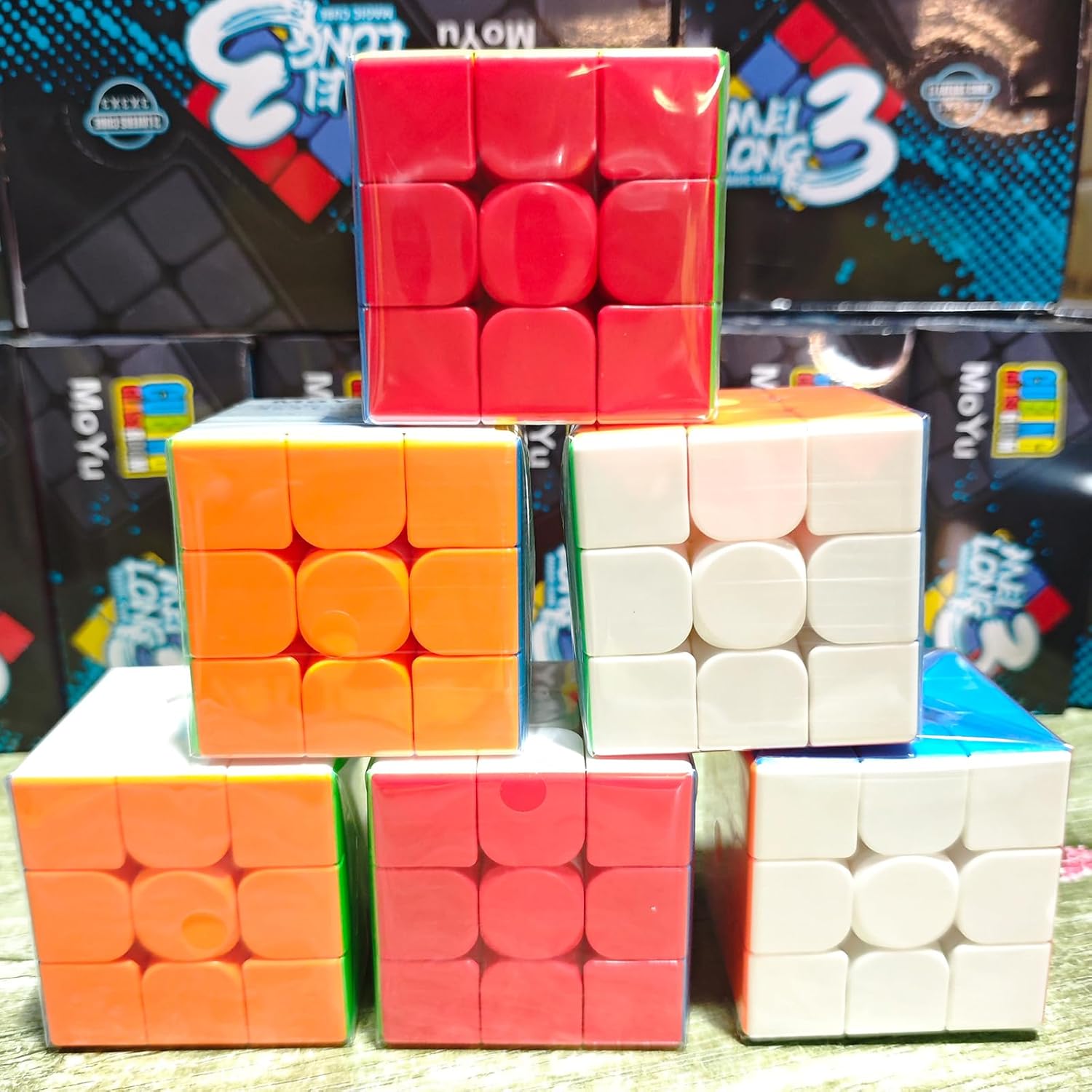 3x3 Speed Cube Set | 6 Pack Speed Cube Bulk Magic Cube Set, School Classroom Prize for Students Birthday Party Favors Stocking Stuffers Gifts for Kids Teens Adults(Stickerless)