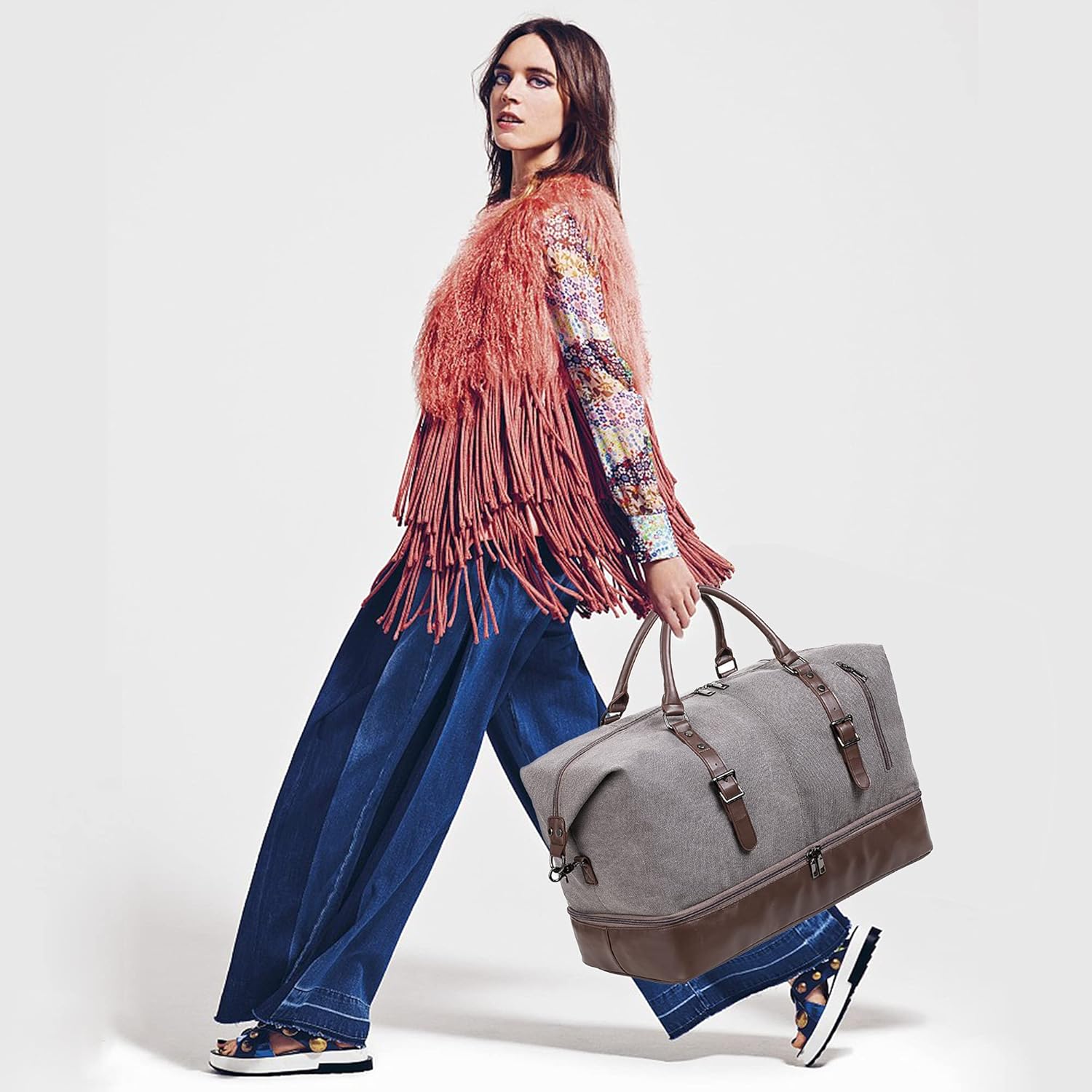 Weekender Overnight Bag Carry On Bag Travel Bag with Shoe Pouch - Image 7