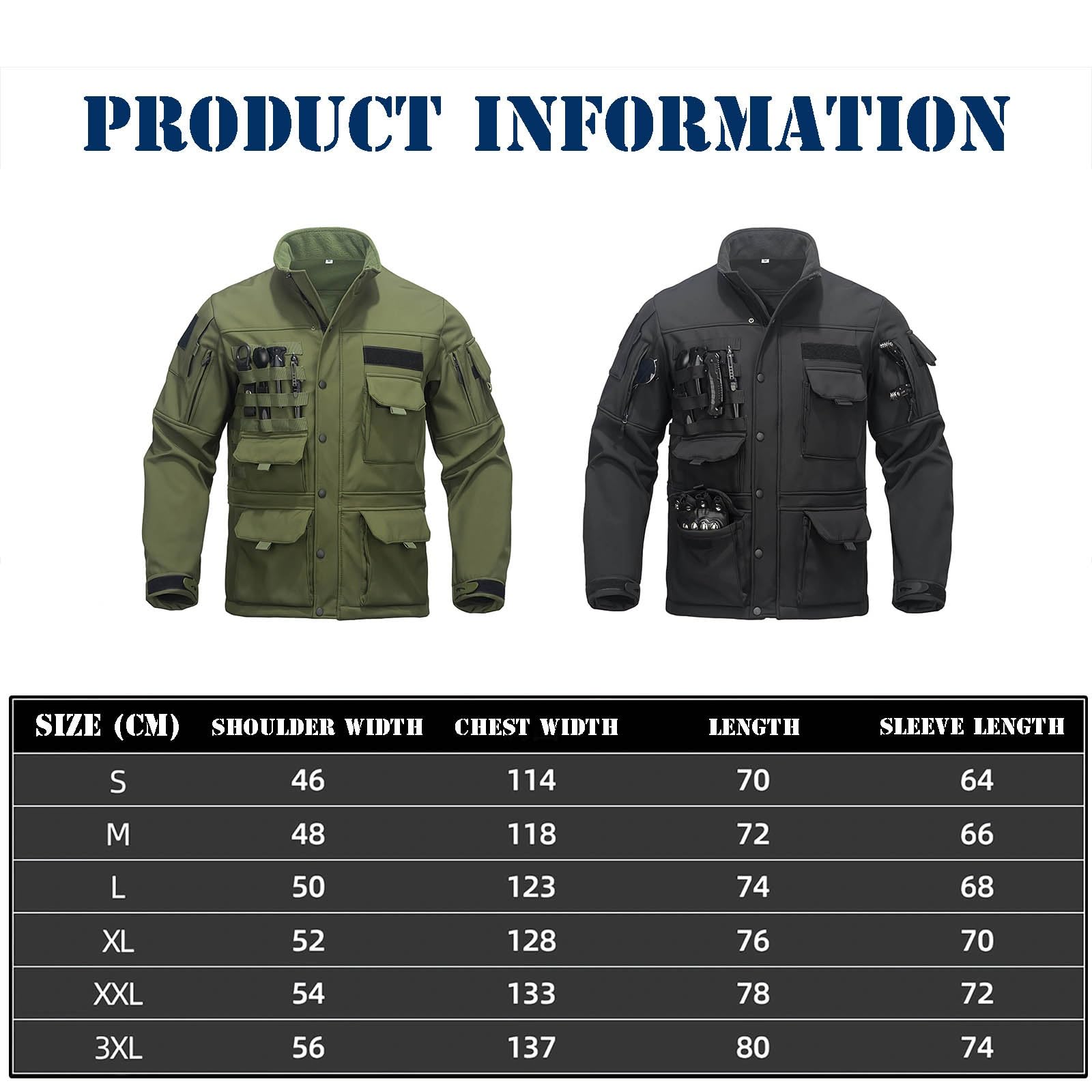 Giacca Tattica Softshell da Uomo, Giacca Invernale con Fodera in Pile | Tessuto composito a tre strati, Antivento, Strato esterno resistente all'acqua, Interno foderato in pile