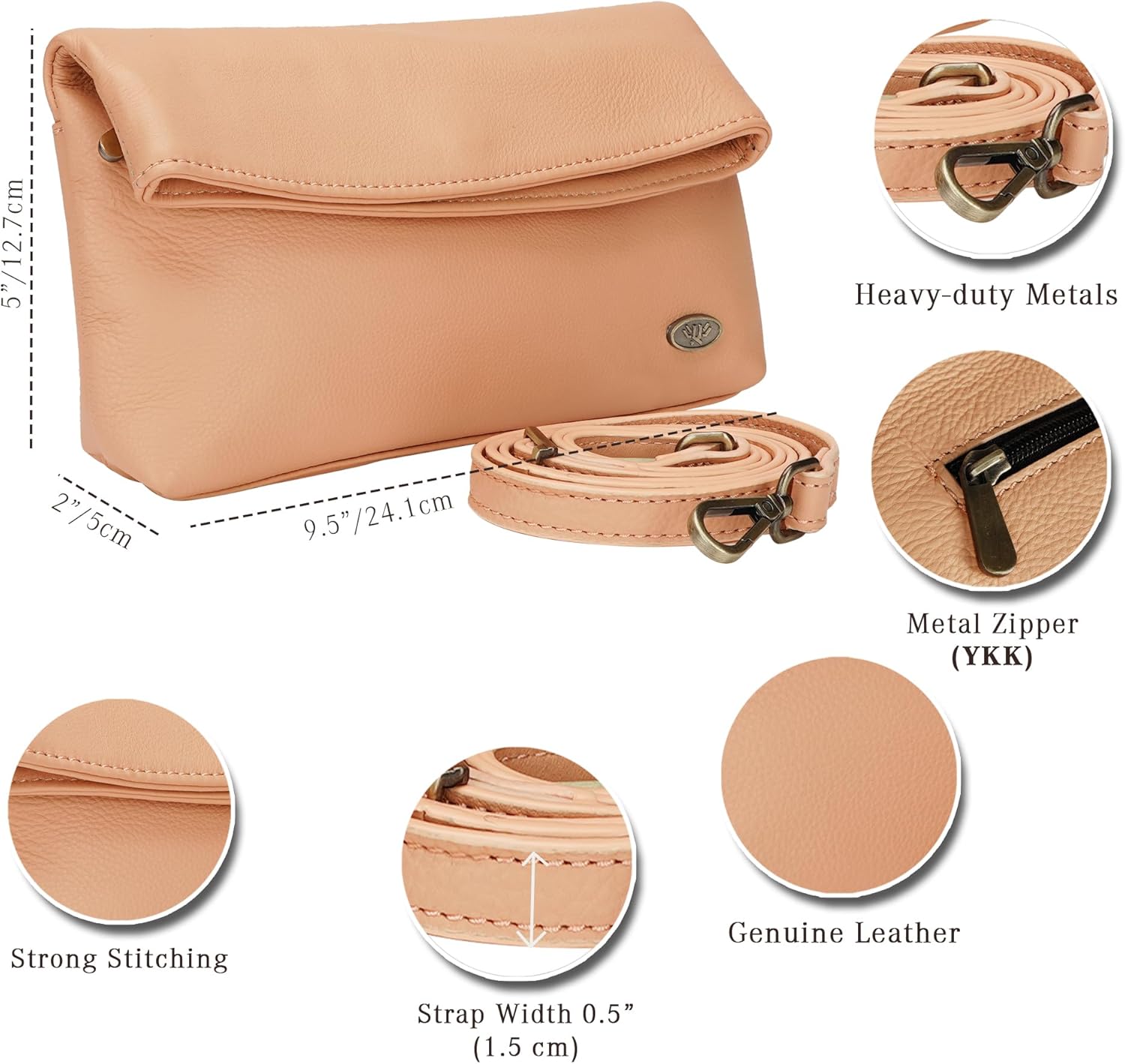 Genuine Leather Crossbody Bags for Women, Premium Handmade Leather Purses - Shoulder Handbags, Adjustable Strap
