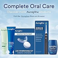 Vista 7 de Kit de blanqueamiento dental Auraglow, luz aceleradora LED con cable, gel blanqueador dental al 35% de peróxido de carbamida, 12 tratamientos