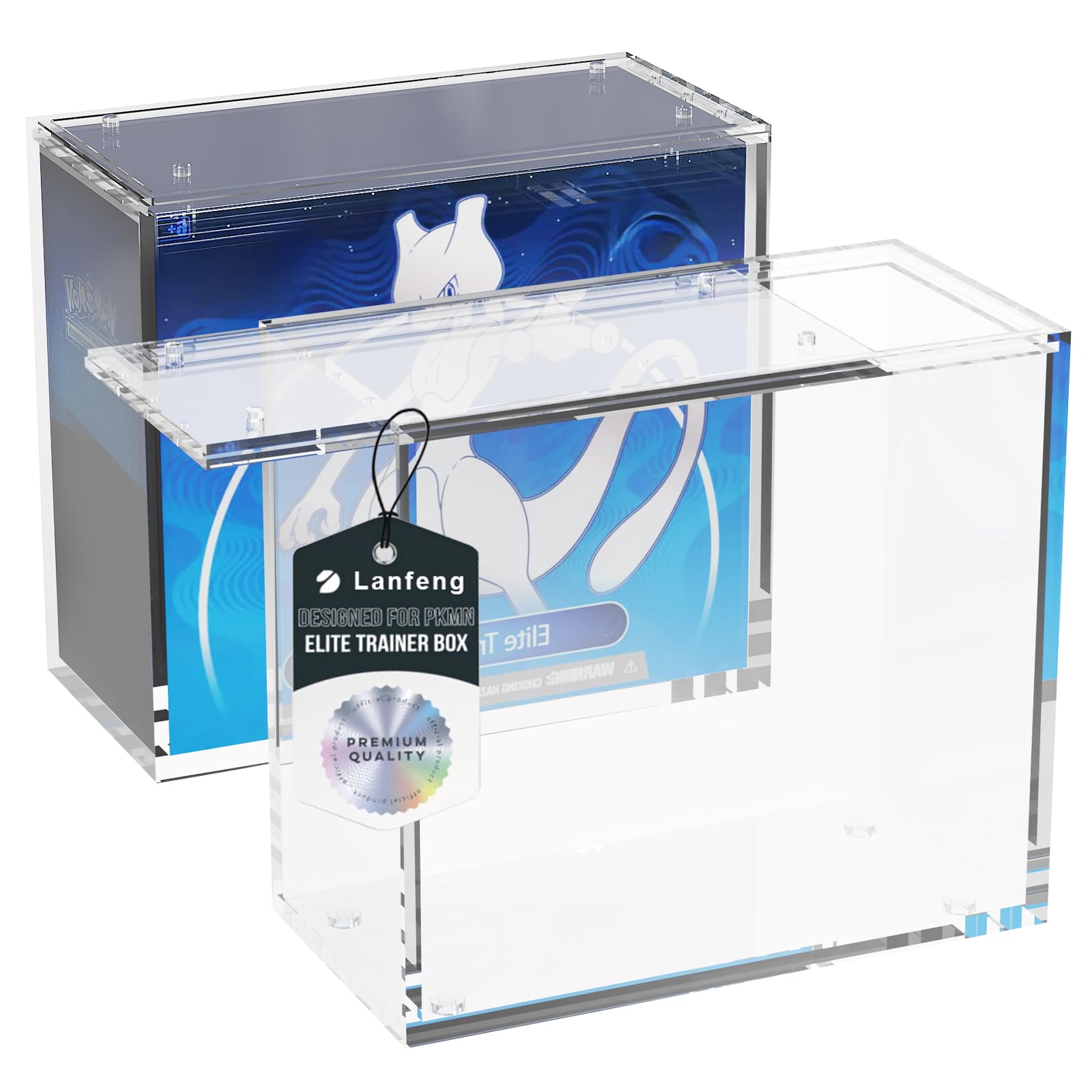 Elite Trainer Box Acrylic Display Case Stackable- ETB Protector Case with Strong Magnets Sliding Lid -5mm +5mm Ultra Thick Acrylic Compatible with Elite Trainer Boxes-3 Pack