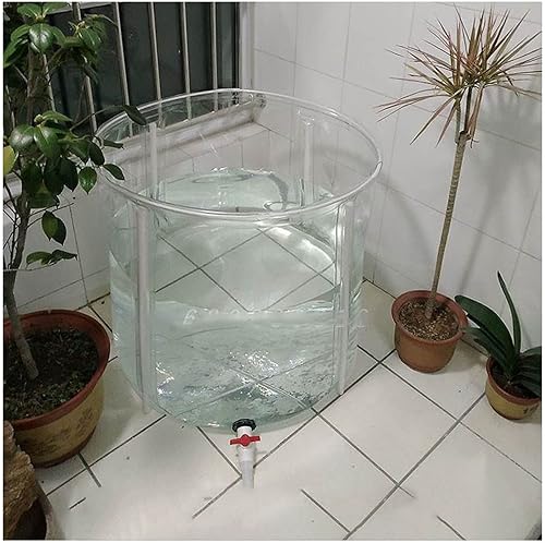 zklaseot Piscina transparente sobre el suelo estanque de peces circular con soporte de PVC grueso para almacenamiento de agua de jardín riego
