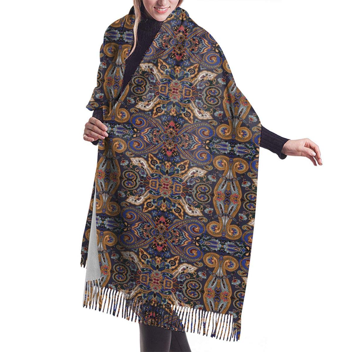 Odhhgdf Women's As Pic Moroccan Florets Slavic Effects Long Scarf Winter/Fall Pashmina Shawls Wraps