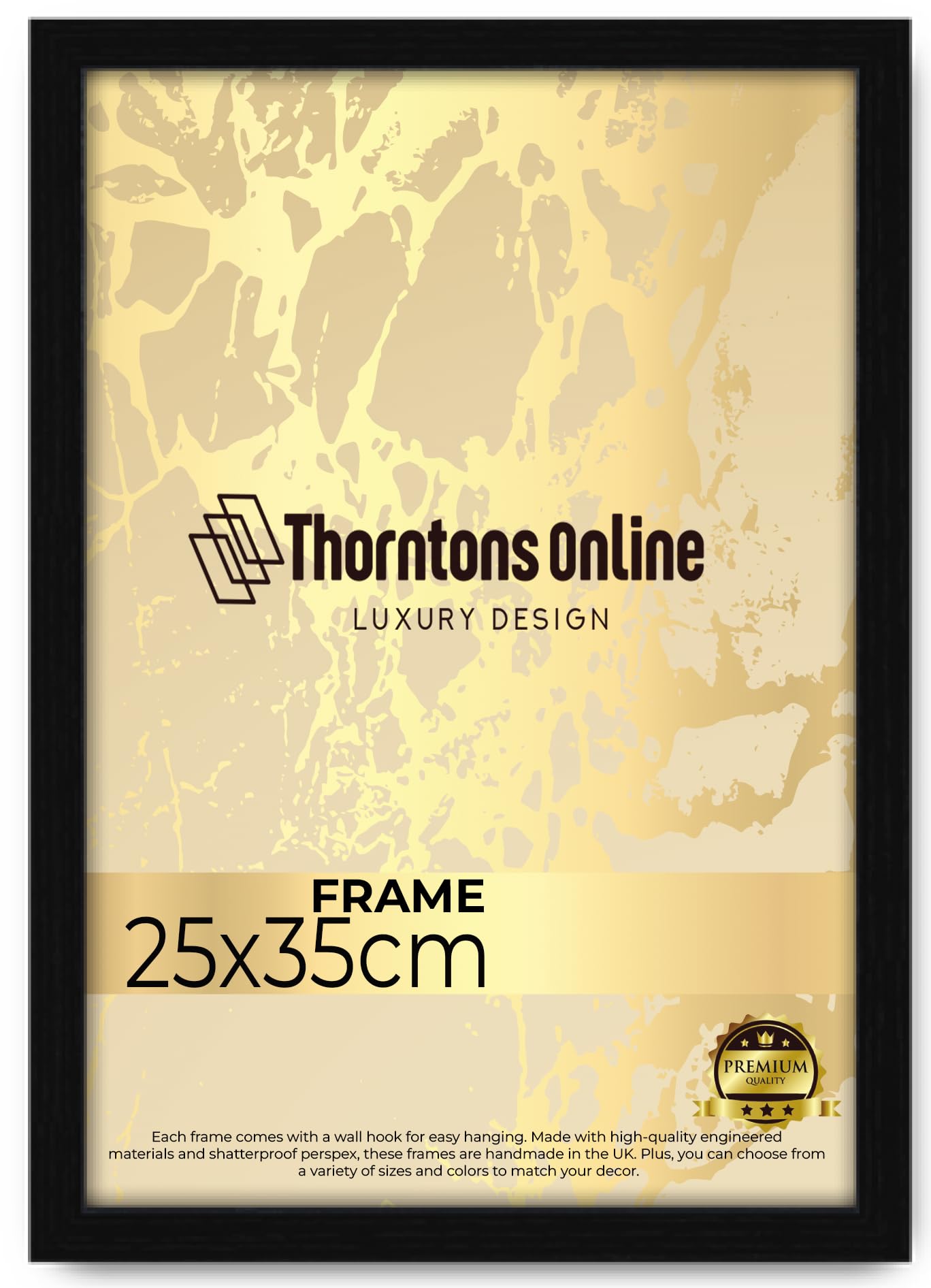 Throntons Black Wall Mounted Photo Frame 35 x 25 cm Poster Print with MDF backboard Vertically or Horizontally Display Clear Styrene Sheet Decor Certificate Frame