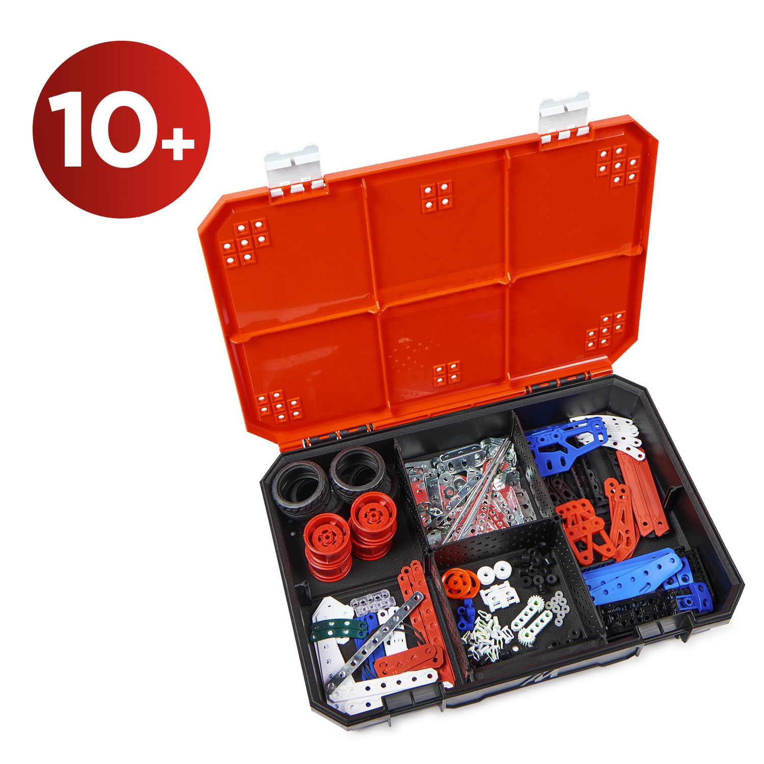 BANDAI - Meccano Valigetta di Costruzione - Kit di Costruzione 5 in 1 Veicoli, Robot, Torre Eiffel - 437 pezzi, attrezzi, istruzioni - Kit Attività assemblaggio - Giocattolo Bambini 10+ - APM20106