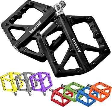 Bike Pedals Mountain Bike Adult, Light MTB Flat Pedals Grippy w 9pcs Non-Slip Studs, Nylon Composite Platform Pedals,Suitable for Women, Children, Road Bikes, BMX,MTB and Leisure Bikes