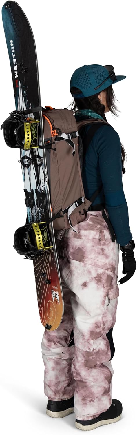 Osprey Sopris 25L Ski and Snowboard Backpack - Lightweight Women's Backcountry Pack - Avalanche Safety Access - Diagonal & A-Frame Ski Carry, Snowboard Carry - 100% Recycled Nylon, Magma Brown - Image 14
