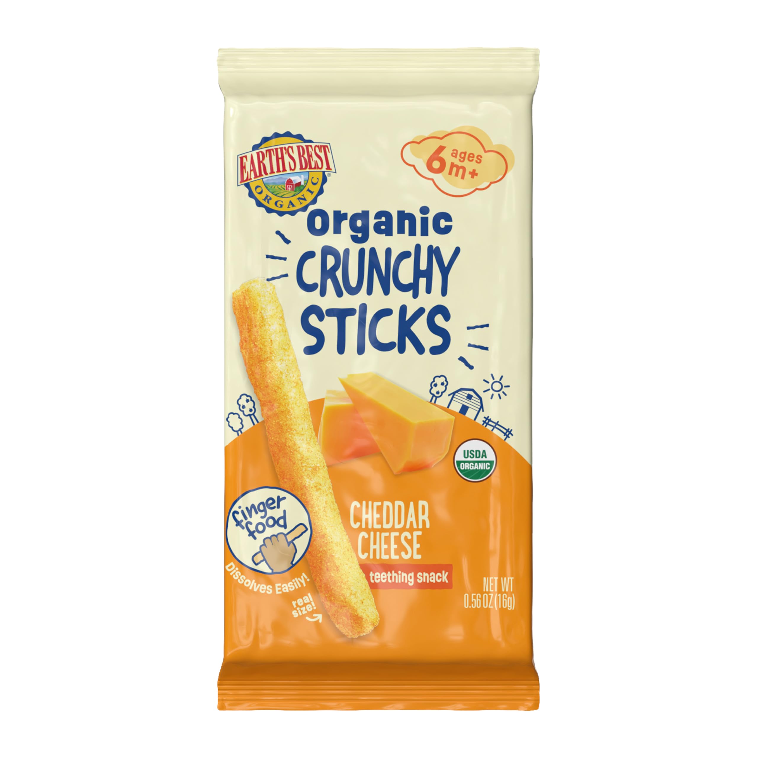 Earth's Best Crunchy Sticks, Cheese, .56 Oz (Pack of 5)