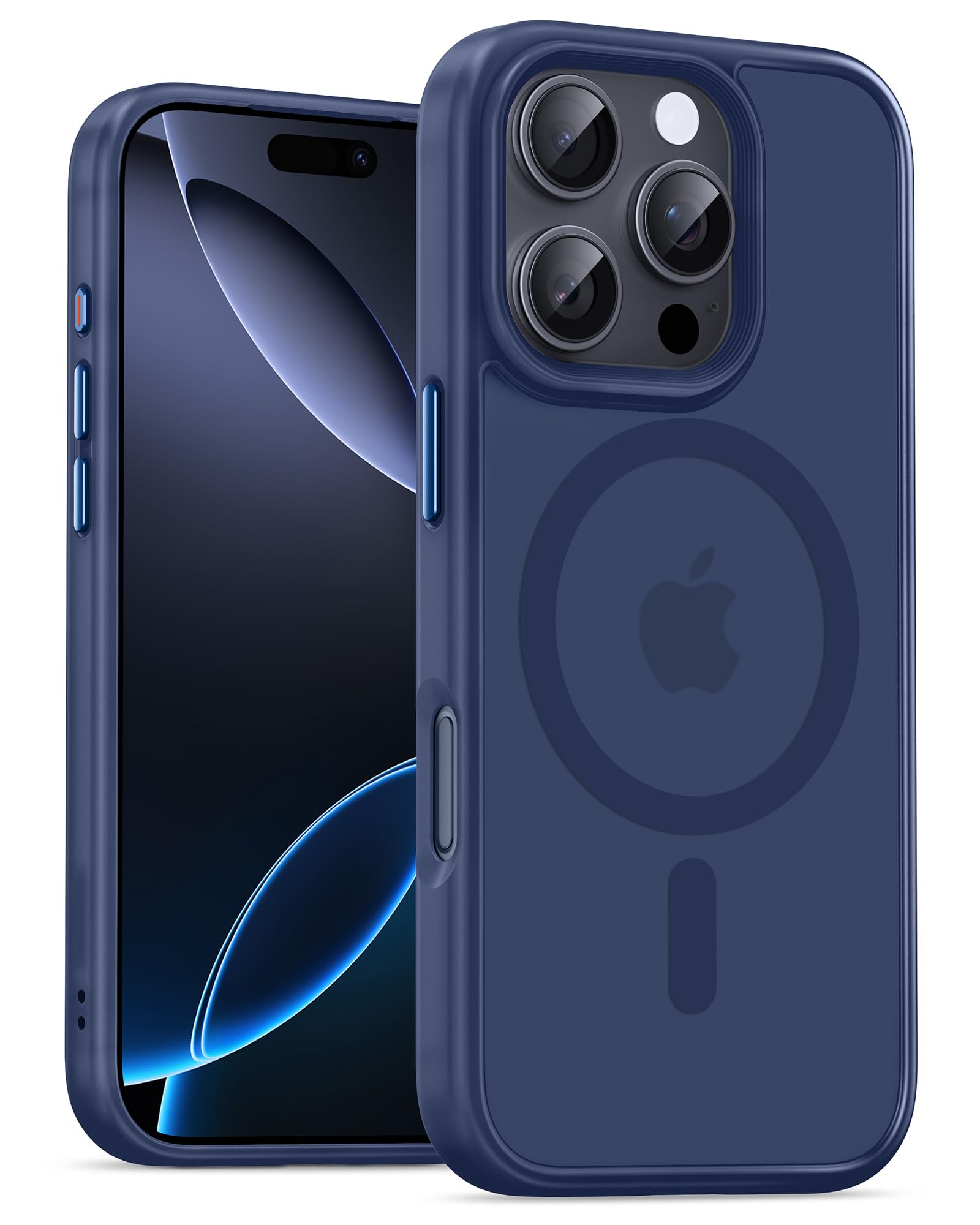 UNBREAKcable For iPhone 16 Pro Case for MagSafe, Full Camera Protection, Built-in Magnetic Ring, Shockproof, Scratch-Resistant, Translucent Matte Mobile Phone Case for iPhone 16 Pro Case 6.3 Inches, Deep Blue