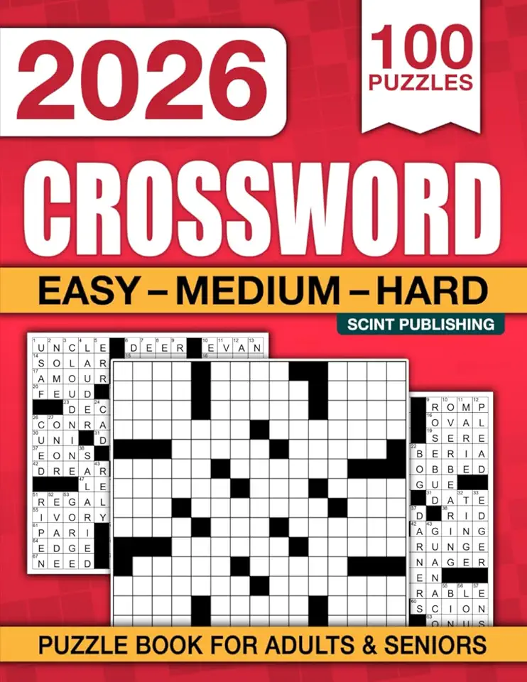 3 IN 1 Crossword Puzzle Book For Adults and Seniors with 100 Puzzles: Entertaining Brain Workouts with 3 Levels Easy Medium Hard Challenges for Adults and Seniors (Perfect Gift for Crossword Lovers)