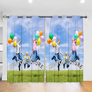 Custom Blackout Curtains for Bedroom, Personalized Photo and Text Blacko...