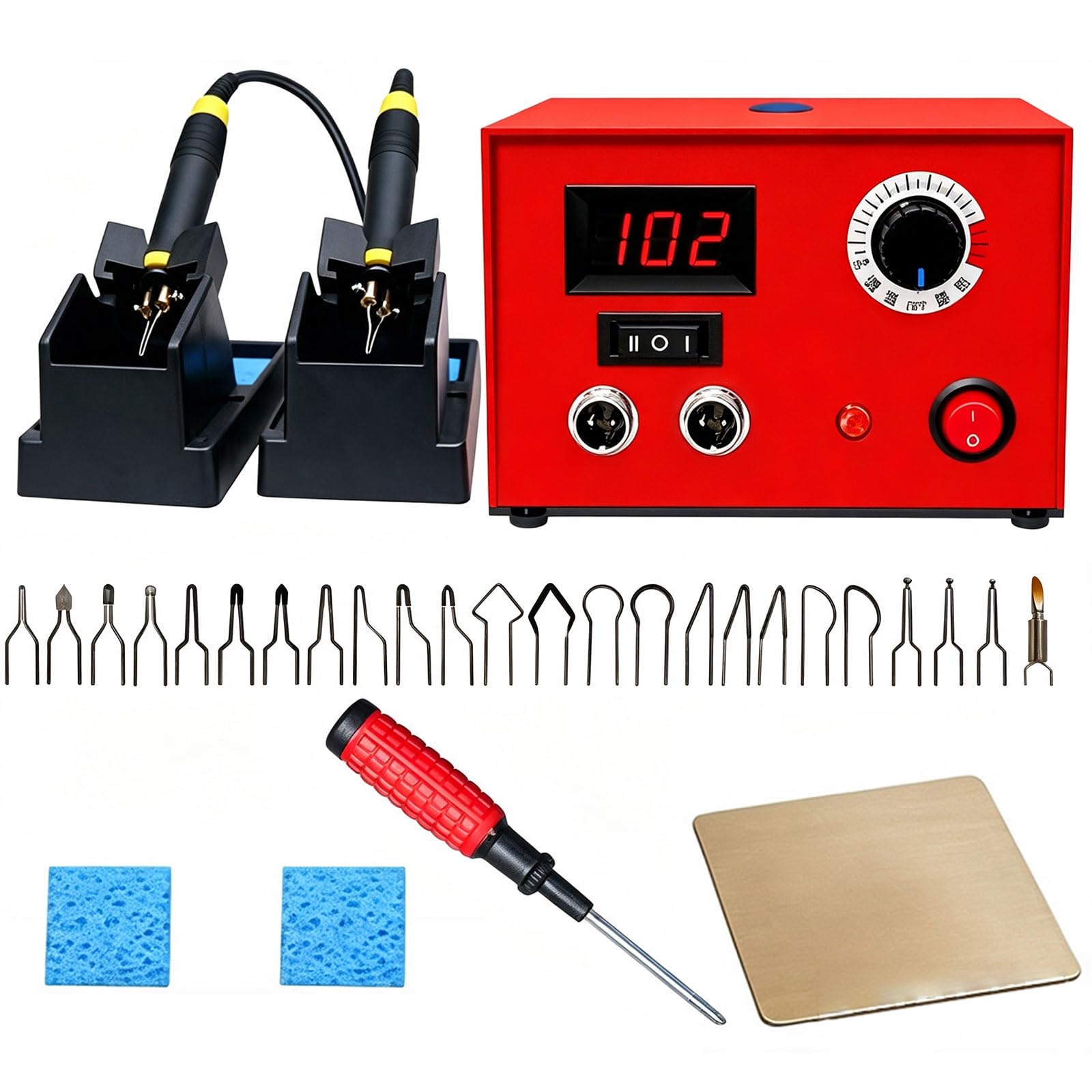 Kit De Máquina Para Quemar Madera 110v 50w, Herramienta De Pirograbado De Doble Pluma Con Ajuste Digital De Temperatura, Detallador Eléctrico Para Madera, Cuero Y Calabaza.