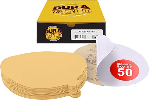 Miniatura 19 de Dura-Gold Discos de lija PSA dorados de 6 pulgadas de alta calidad, grano 600, caja de 50 unidades, papel de lija autoadhesivo para lijadora DA