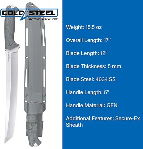 Miniatura 5 de Cold Steel Magnum Warcraft Tanto 4034SS  17 pulgadas en total  0.197 in de grosor  4034 aceromango GRIV-EXfunda Secure-EX, negro