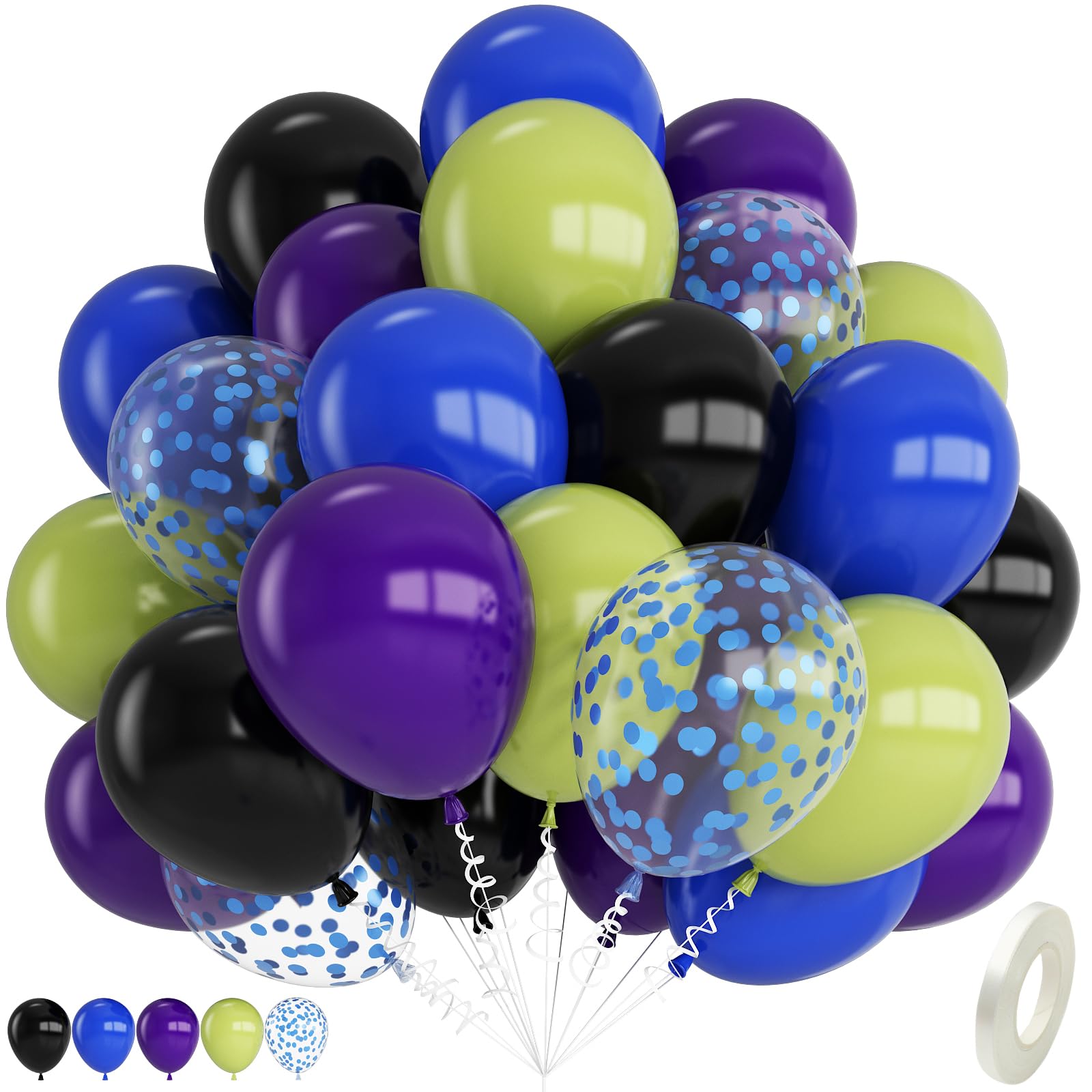 Purple Blue Balloons, 12 Inch Black Purple Green Party Balloons