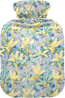 Bananas Plant Purple Hot Bottle Water Bag with Soft Cover, 2L Hot Water Bags for Period Cramps