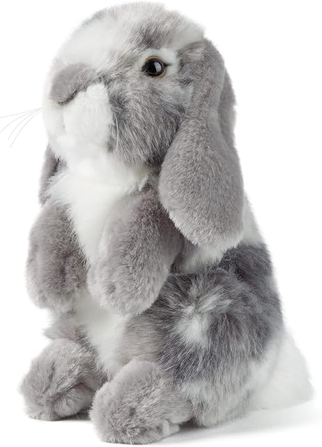 Living Nature Sitting Lop Eared Rabbit, Realistic Soft Cuddly Bunny Toy, Naturli Eco-Friendly Plush, Assorted Colour, 18cm